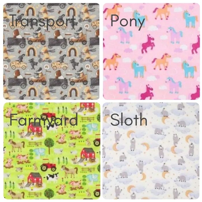 Flannelette Custom Made Baby Sheets colour range 1a