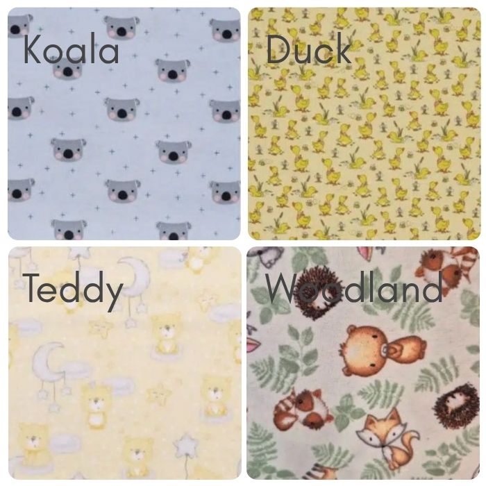 Flannelette Custom Made Baby Sheets colour range 2a