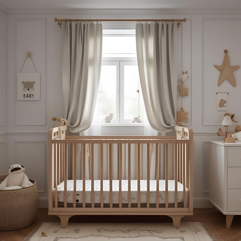 Baby cot made with custom flat sheet by window